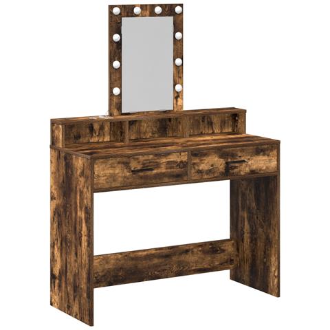 Tavolo da Trucco con Luci LED Rovere Affumicato 100x41x140 cm - Foto 1