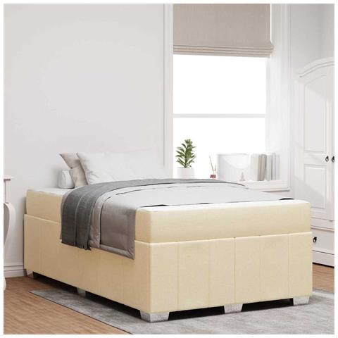 Struttura del letto con materasso Crema 120 x 190 cm Tessuto - Foto 2