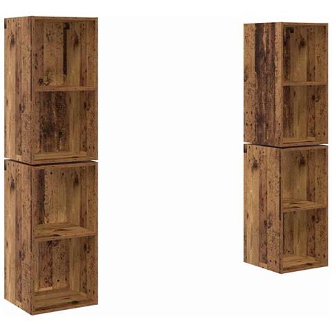 Mobile TV da Parete 4 pcs Legno Antico 37 x 37 x 72 cm - Foto 1