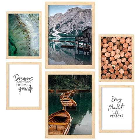 Set Di 6 Stampe Winterberg Pictures Wall Art Print Decoration Poster Interior Design In Art Gallery A3 & A4 Telaio In Legno Chiaro - Foto 1