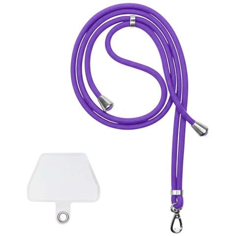 Collarino Da 150 Cm Per Smartphone In Nylon Con Fissaggio Universale, Viola - Foto 2