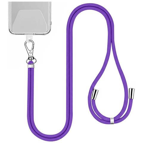 Collarino Da 150 Cm Per Smartphone In Nylon Con Fissaggio Universale, Viola - Foto 1