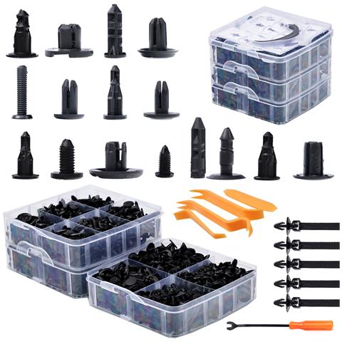 Set Di Rivetti Auto - 620 Pezzi In Scatola Di Plastica | Nylon Resistente, 16 Misure | Per Carrozzeria E Interni Auto - Foto 1