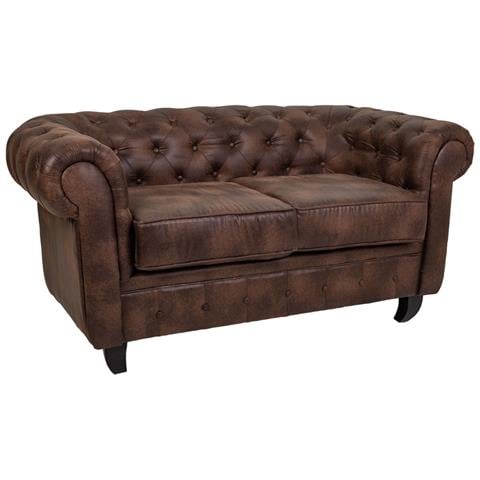 Divano In Pelle Marrone 160x82x76h - Foto 1