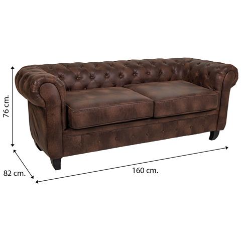 Divano In Pelle Marrone 160x82x76h - Foto 8