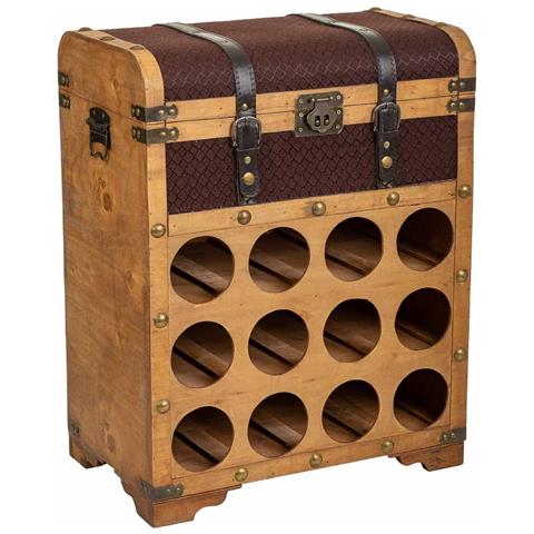 Baule Portabottiglie In Legno Marrone 45x28x59h - Foto 1
