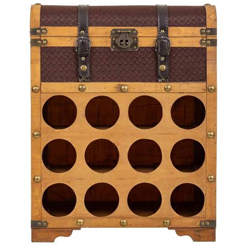 Baule Portabottiglie In Legno Marrone 45x28x59h - Foto 2