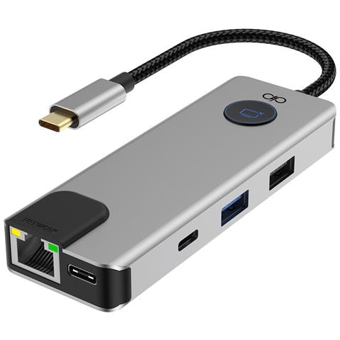 Hub Usb-c Pd 100w Multiporta 7-in-1 Ethernet Rj45 / 2 Usb-a / 2 Usb-c / Hdmi, Grigio - Foto 1