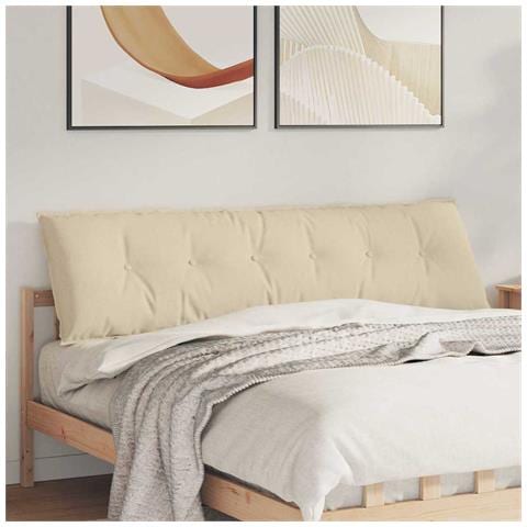 Cuscino per Schiena Crema 180 x 19 x 50 cm Tessuto - Foto 2