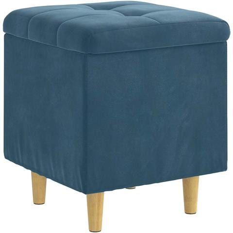 Pouf contenitore con cuscino Blu 40 x 40 x 45 cm Velluto - Foto 1