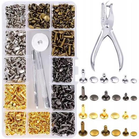 Set Di Rivetti Fixcraft 360z - 360 Pezzi, 6-12 Mm | Metallo Resistente | Per Pelle, Borse, Cinture, Fai Da Te | Organizer Incluso - Foto 1