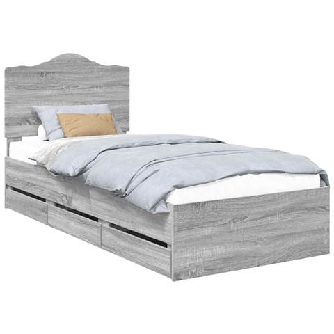 Struttura del letto con cassetto Grigio Sonoma 75 x 190 cm - Foto 1