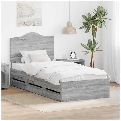 Struttura del letto con cassetto Grigio Sonoma 75 x 190 cm - Foto 2