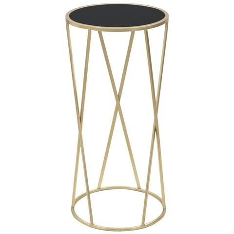 Portavaso Alto Glam Simple Tondo In Ferro Oro E Piano Nero 35x75 Cm - Foto 1