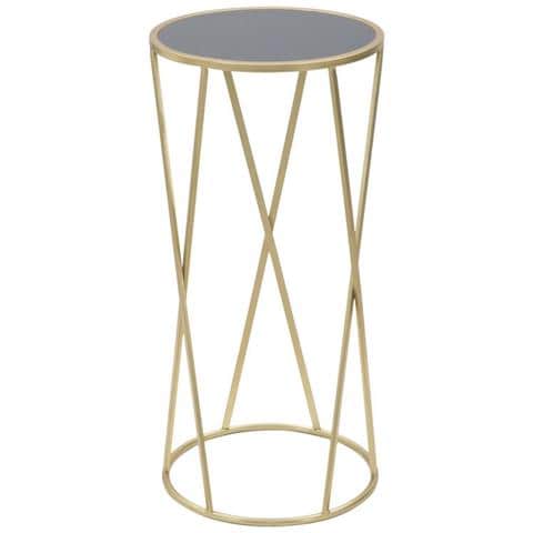 Portavaso Alto Glam Simple Tondo In Ferro Oro E Piano Nero 35x75 Cm - Foto 2
