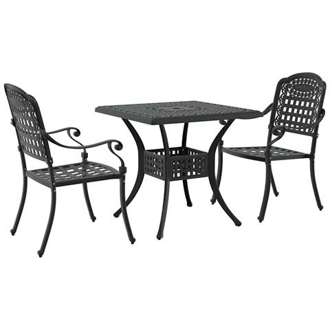 Set di Tavolo da Giardino 3 pcs Nero Alluminio pressofuso - Foto 1