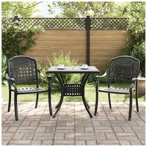 Set di Tavolo da Giardino 3 pcs Nero Alluminio pressofuso - Foto 2