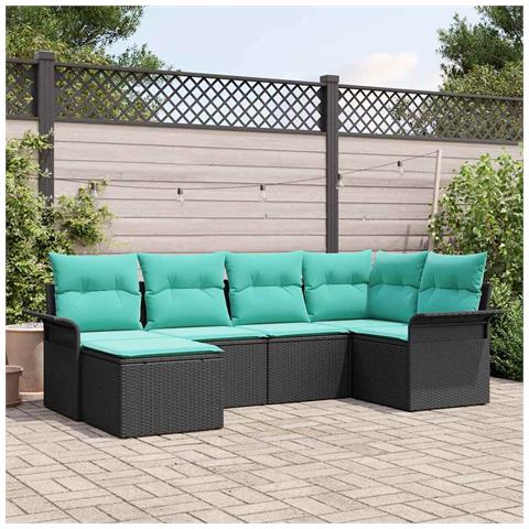Set Divano da Giardino con archiviazione 6 pcs Nero polyrattan - Foto 2