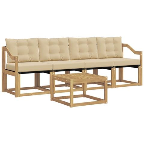Set di divani da esterno con cuscino 5 pcs Bianco e Beige - Foto 1