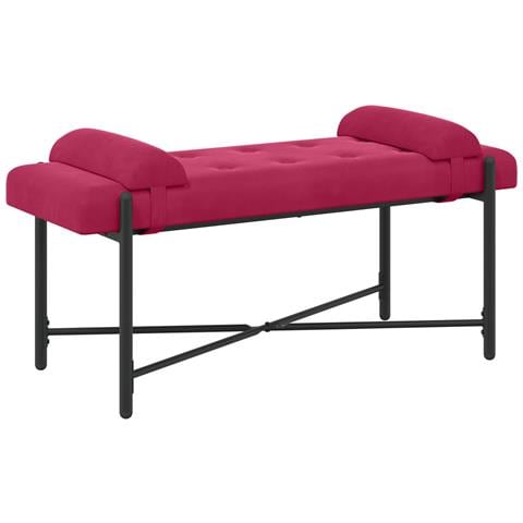 Panchina con bottoni e cuscini Rosso Vino 110 x 40 x 46 cm - Foto 1