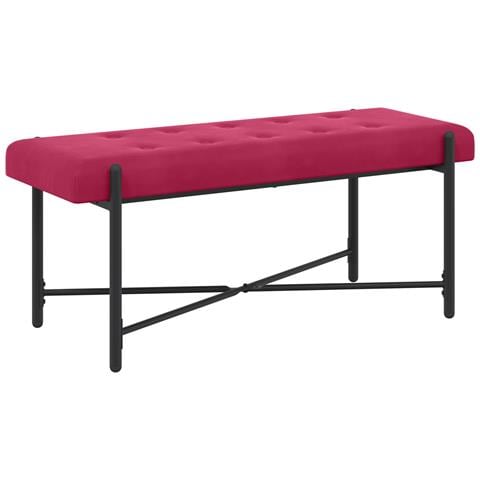 Panchina con bottoni e cuscini Rosso Vino 110 x 40 x 46 cm - Foto 2