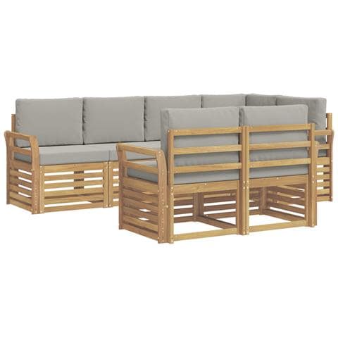 Set di divani da esterno 7 pcs Bianco e Grigio Chiaro - Foto 1
