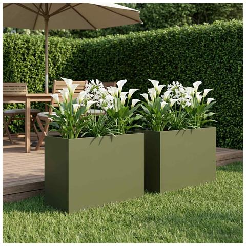 Vaso da giardino 2 pz Verde Oliva 60 x 30 x 40 cm - Foto 2