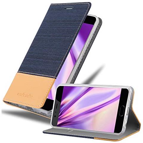Custodia Compatibile Con Huawei P10 Plus In Blu Scuro Marrone - Coperchio Protettiva Con Chiusura Magnetica, Funzione Stand E Tasca Per Le Carte - Foto 1
