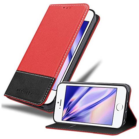 Custodia Compatibile Con Apple Iphone 6 / Iphone 6s In Rosso Nero - Coperchio Protettiva Con Chiusura Magnetica, Funzione Stand E Tasca Per Le Carte - Foto 1