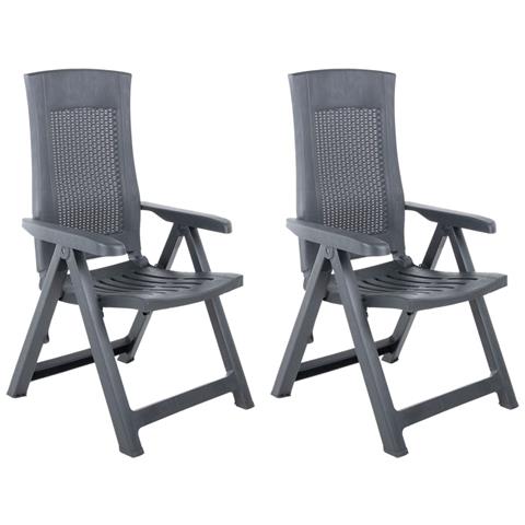 Sedie Da Giardino Reclinabili 2 Pz In Plastica Antracite - Foto 1