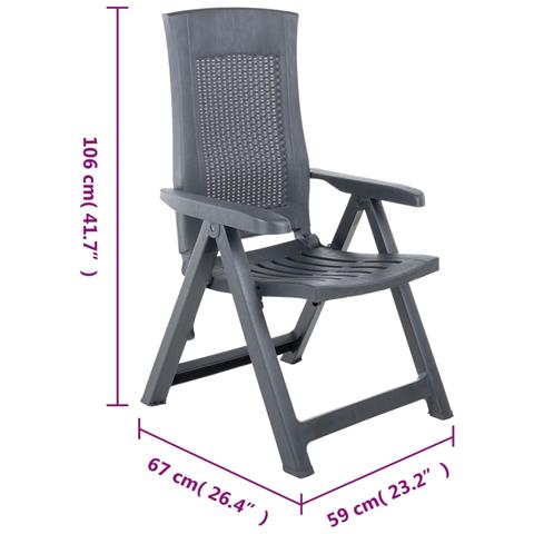 Sedie Da Giardino Reclinabili 2 Pz In Plastica Antracite - Foto 9