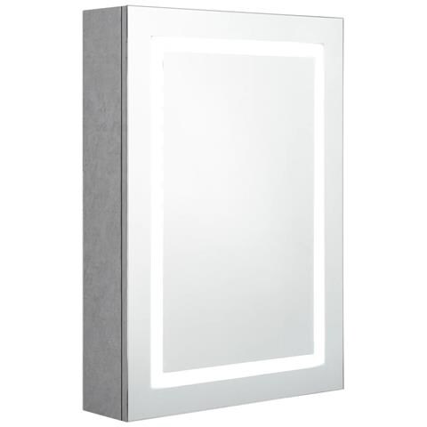 Armadietto Bagno con Specchio e LED Grigio Cemento 50x13x70 cm - Foto 1
