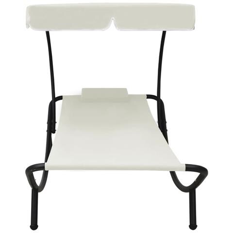 Lettino da Esterno con Baldacchino e Cuscino Bianco Crema - Foto 7