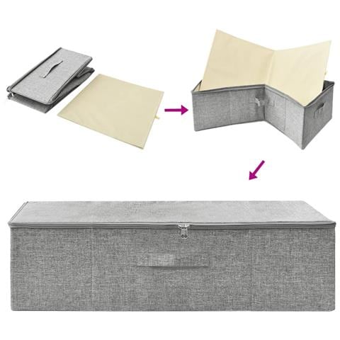 Scatole Portaoggetti 2pz in Tessuto 70x40x18 cm Grigio - Foto 9