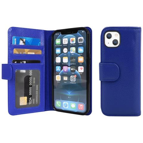 Custodia Compatibile Con Apple Iphone 13 Mini In Blu Marina - Coperchio Protettivo Con Chiusura Magnetica E 3 Slot Per Carte - Foto 8