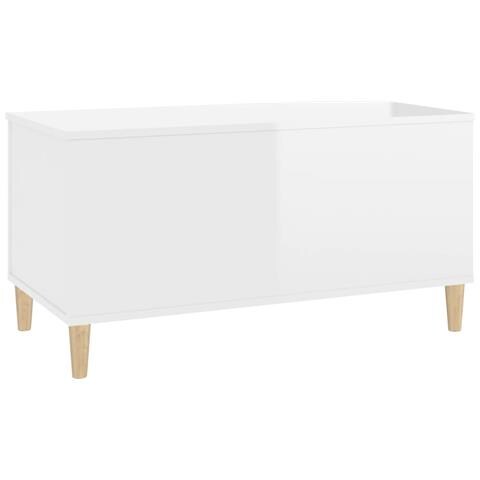 Tavolino Salotto Bianco Lucido 90x44,5x45 Cm Legno Multistrato - Foto 2