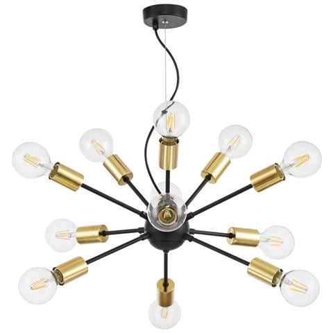 Lampadario Industrial - Minimal Jackson Metallo Nero 12 Luci - Foto 1