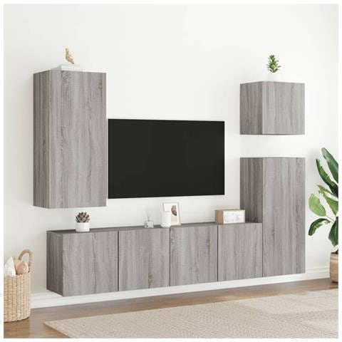 Mobili Tv A Parete 2pz Grigio Sonoma 80x30x41 Cm - Foto 3