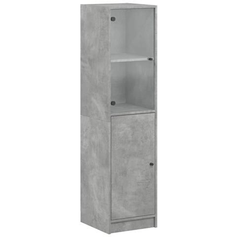 Credenza Con Anta In Vetro Grigio Cemento 35x37x142 Cm - Foto 2