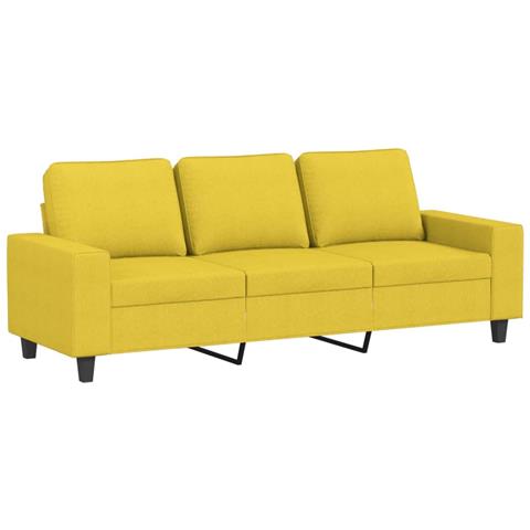 Divano A 3 Posti Giallo Chiaro 180 Cm In Tessuto - Foto 2