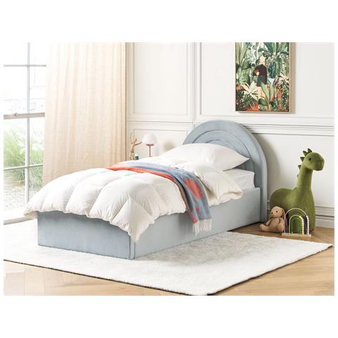 Letto Singolo Con Contenitore Velluto Azzurro 90 X 200 Cm Anet - Foto 1