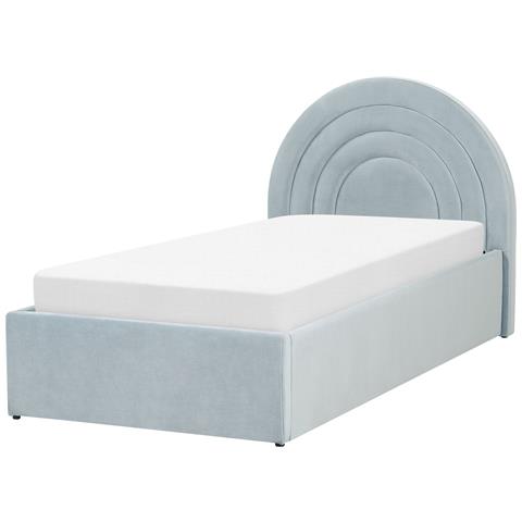 Letto Singolo Con Contenitore Velluto Azzurro 90 X 200 Cm Anet - Foto 8
