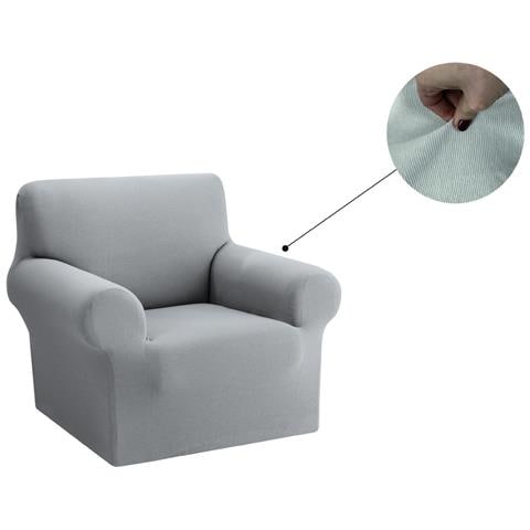 Copridivano Copriseduta Sofà Elasticizzato Tinta Unita Smile Tessuto Millerighe Poltrona Grigio Sassi - Foto 1
