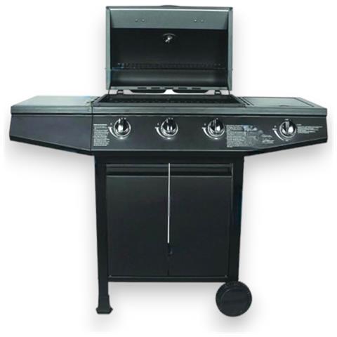 Barbecue A Gas 3 Bruciatori + Fornello Laterale Con Struttura In Acciaio Nero Lapillo Mini - Foto 1