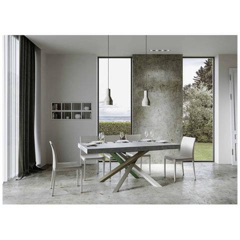 Tavolo Allungabile 90x160/264 Cm Volantis Premium Cemento Telaio 4/a - Foto 4