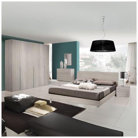 Camera Urano Con Armadio 6 Ante Battenti E Letto In Legno Colore Olmo Perla - Foto 1