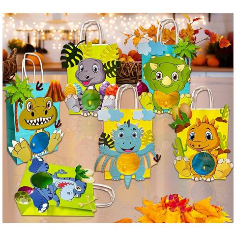 Set Di Creazione Tote Bags Con Stampa Dinosauri - 6 Pezzi Divertenti E Creativi - Foto 2