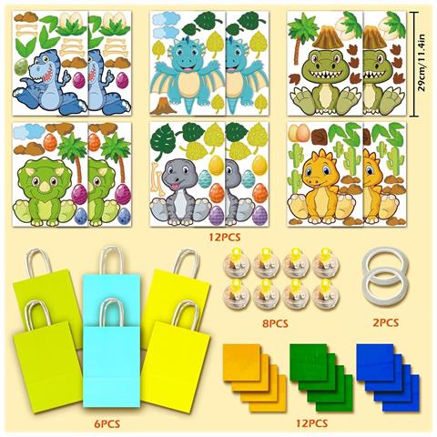 Set Di Creazione Tote Bags Con Stampa Dinosauri - 6 Pezzi Divertenti E Creativi - Foto 4