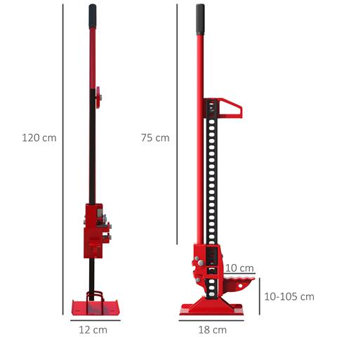 Cric Auto da 3 Tonnellate in Acciaio Rinforzato con Sollevamento 10-105cm, Rosso - Foto 2