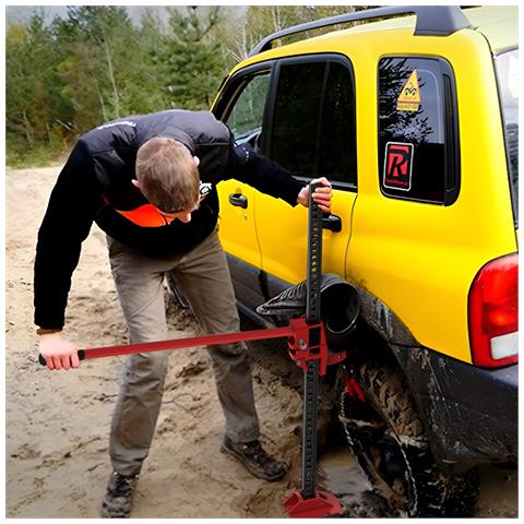 Cric Auto da 3 Tonnellate in Acciaio Rinforzato con Sollevamento 10-105cm, Rosso - Foto 6